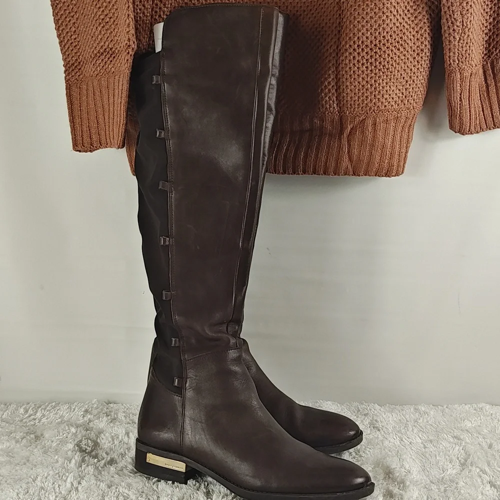 Vince Camuto Knee High Lace up Brown Leather Boots without Laces Women size 7 - Picture 3 of 12